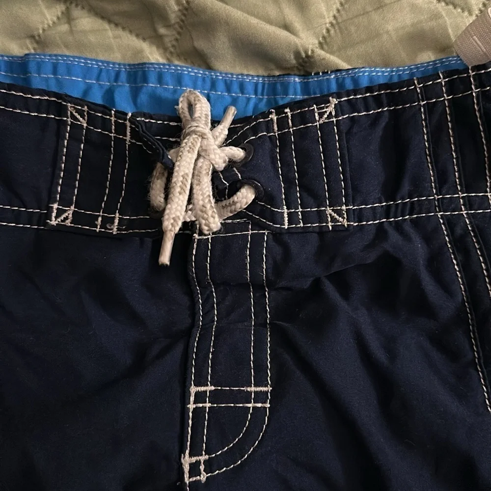 Lands End Kids Boys Swim Shorts Adjustable Elastic Waistband & Lace Tie Lined